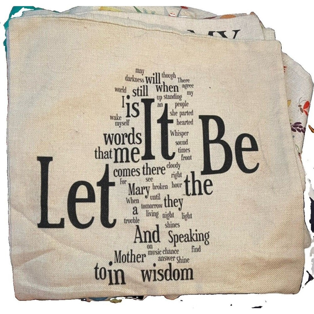 Abstract LET IT BE Pillow Case Double Sided For 17"x16" Throw Pillows Bulldog